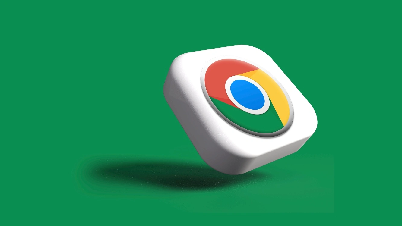 símbolo do Google Chrome em posição diagonal e com fundo verde
