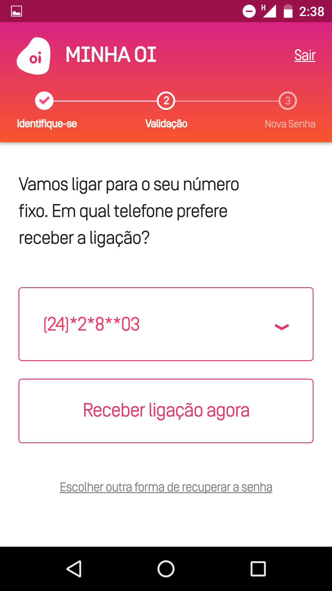 Como resgatar minha senha sem e-mail - celular 9