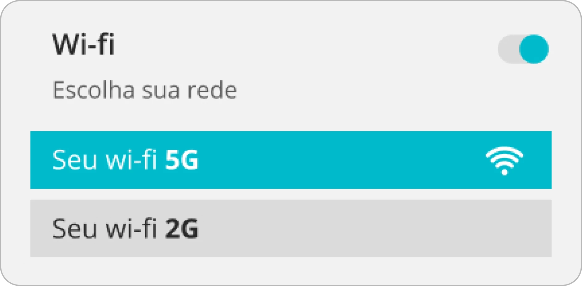 Print da tela de seleção de Wi-Fi, mostrando a opção de Wi-Fi 5g e Wi-Fi 2g